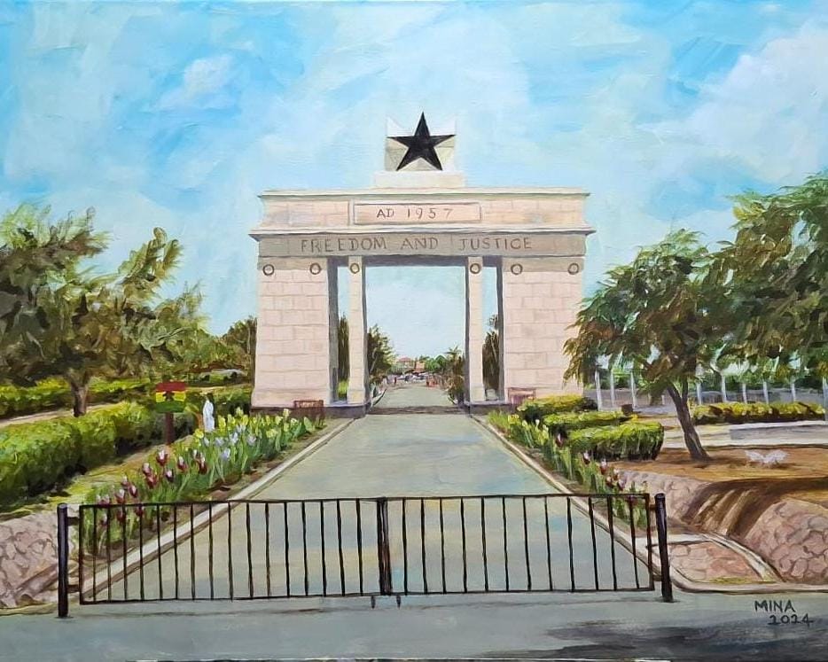 Mina contemporary landscape and heritage art inspired by The Freedom Legacy of Dr. A. Kwame Nkrumah of Ghana