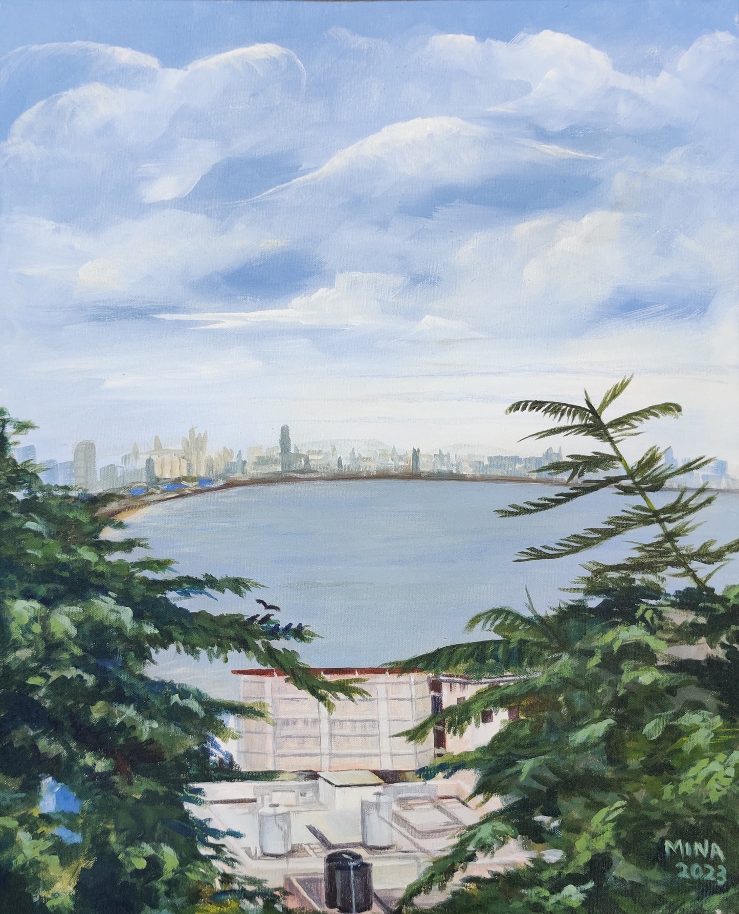 MINA's style is characterised by expressive colour, soft atmospheric light, and a deep sensitivity to place. Her paintings do not simply document — they remember. Each work carries the mood, the movement, and the quiet poetry of the moment she encountered.