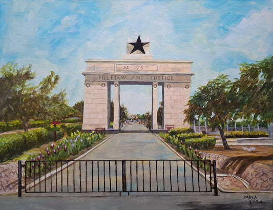 Mina contemporary landscape and heritage art inspired by The Freedom Legacy of Dr. A. Kwame Nkrumah of Ghana